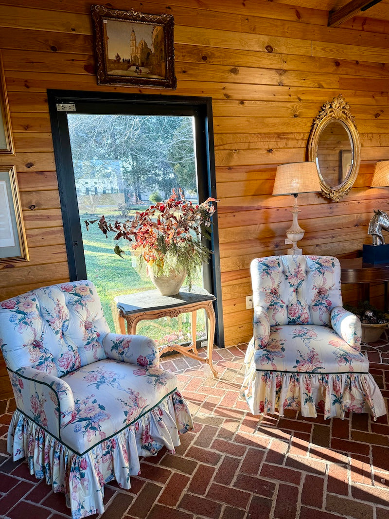 Pair of Armchairs in Lee Jofa Fabric from designer's home in Middleburg