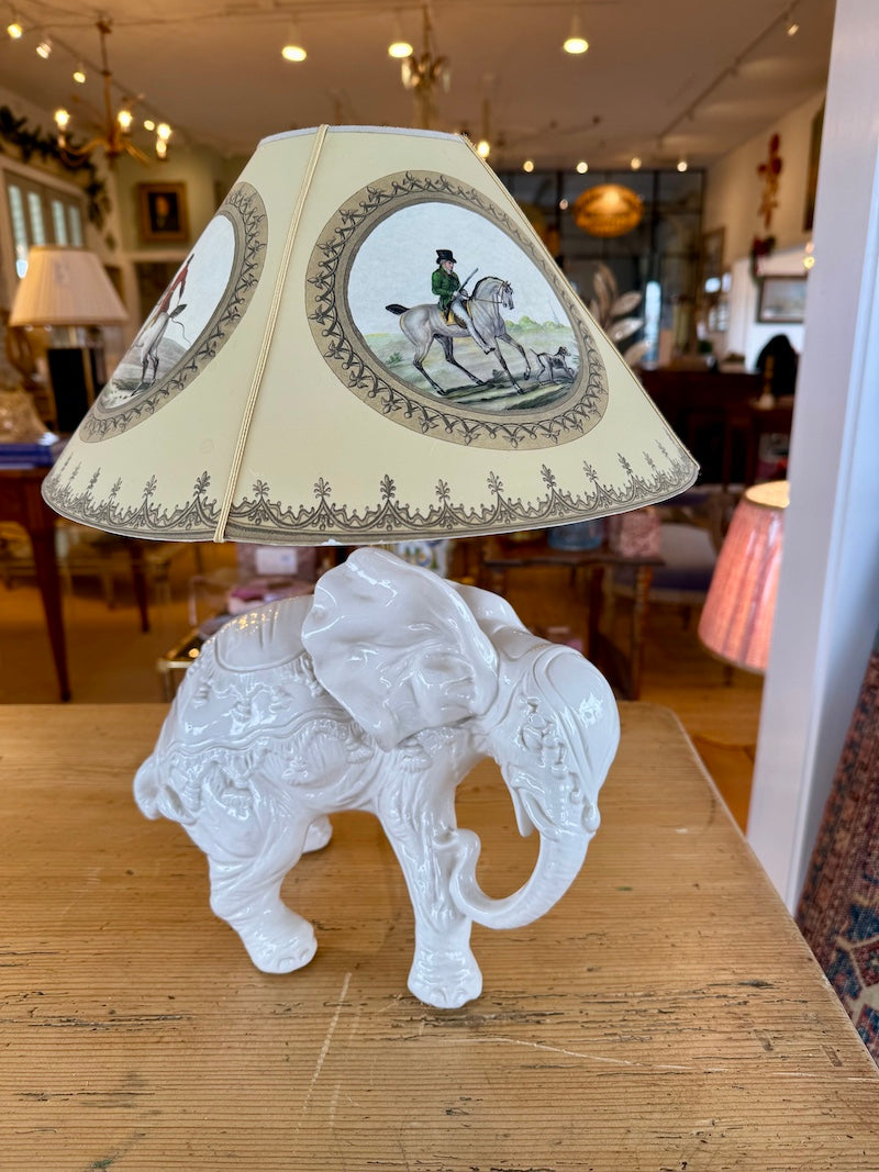 Pair of 1970s French Ceramic Elephant Lamps