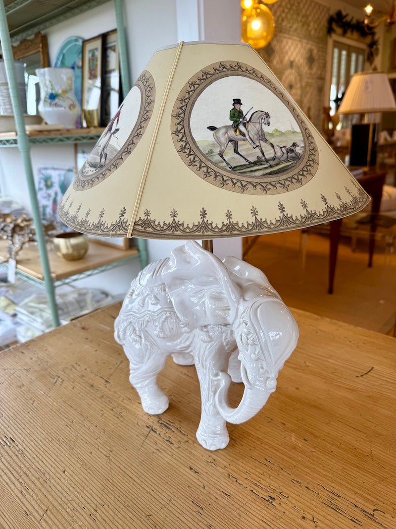 Pair of 1970s French Ceramic Elephant Lamps