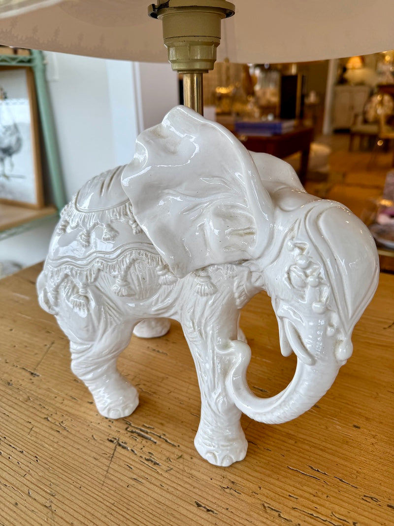 Pair of 1970s French Ceramic Elephant Lamps