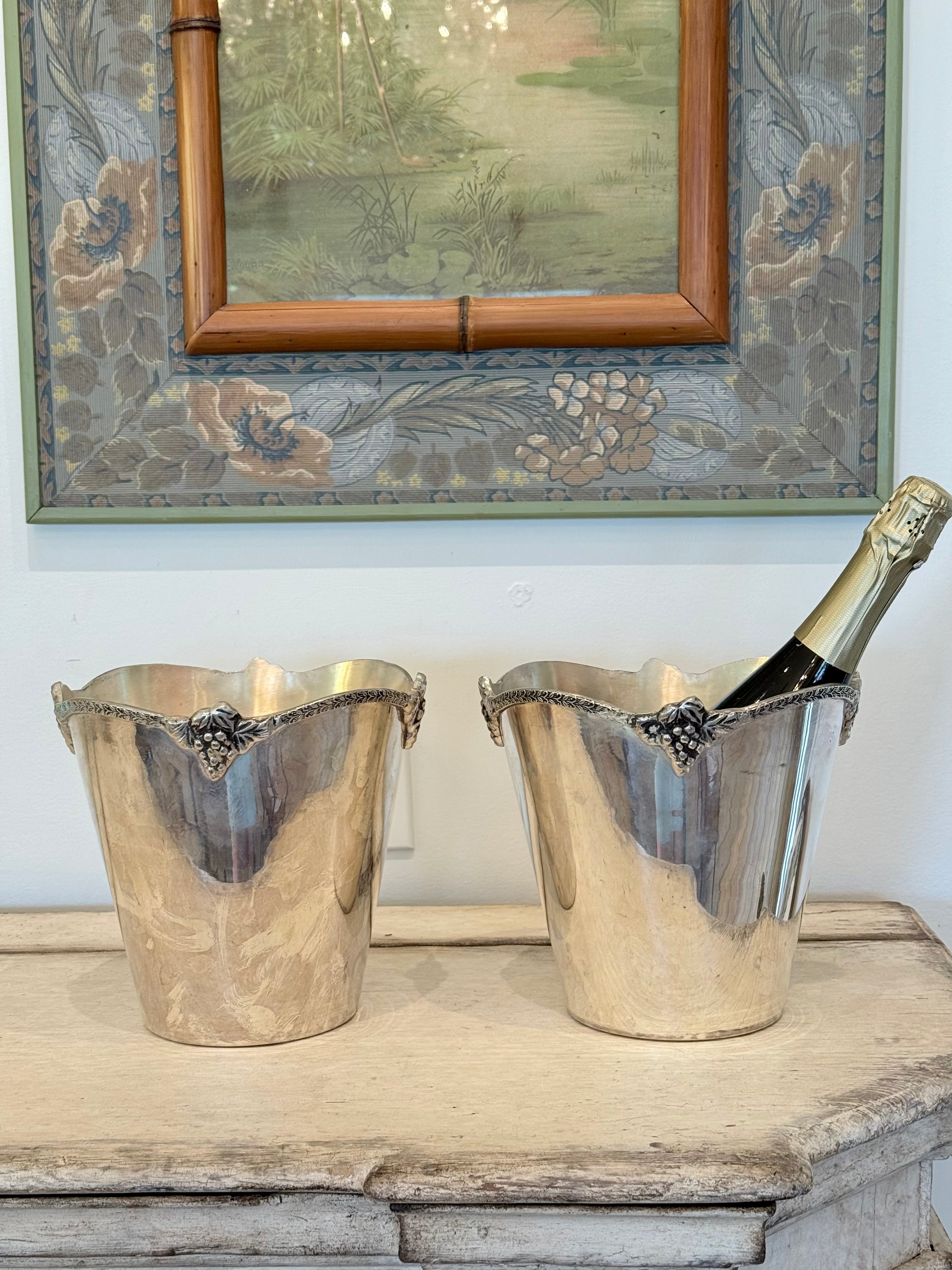 Antique French Champagne Bucket with Grape Vine Detail