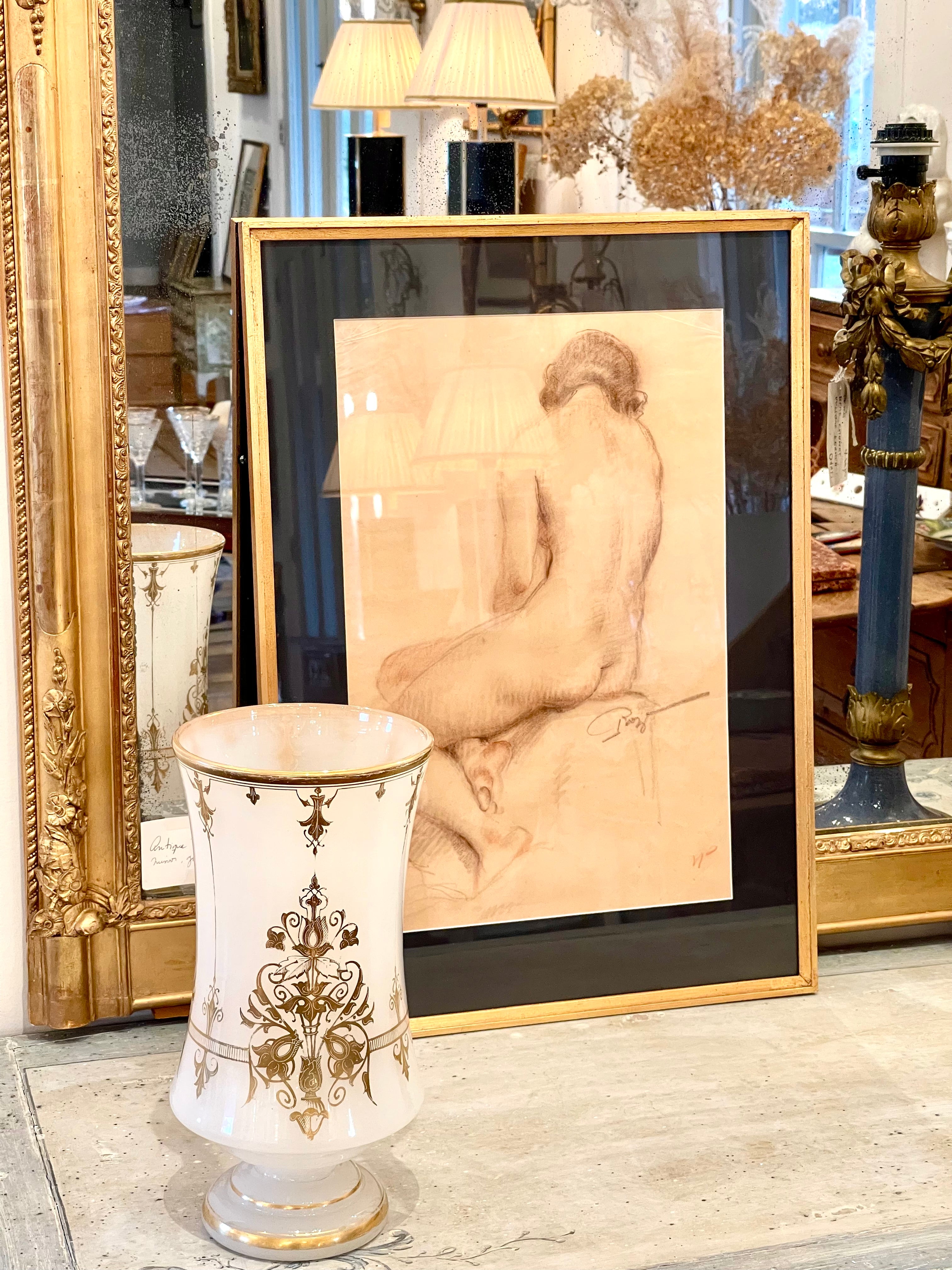 Mid Century French Nude in Custom Made Frame