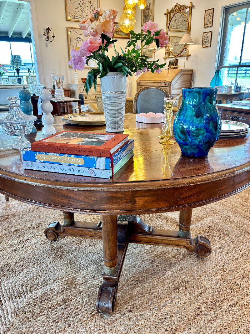 Antique French Walnut Round Table