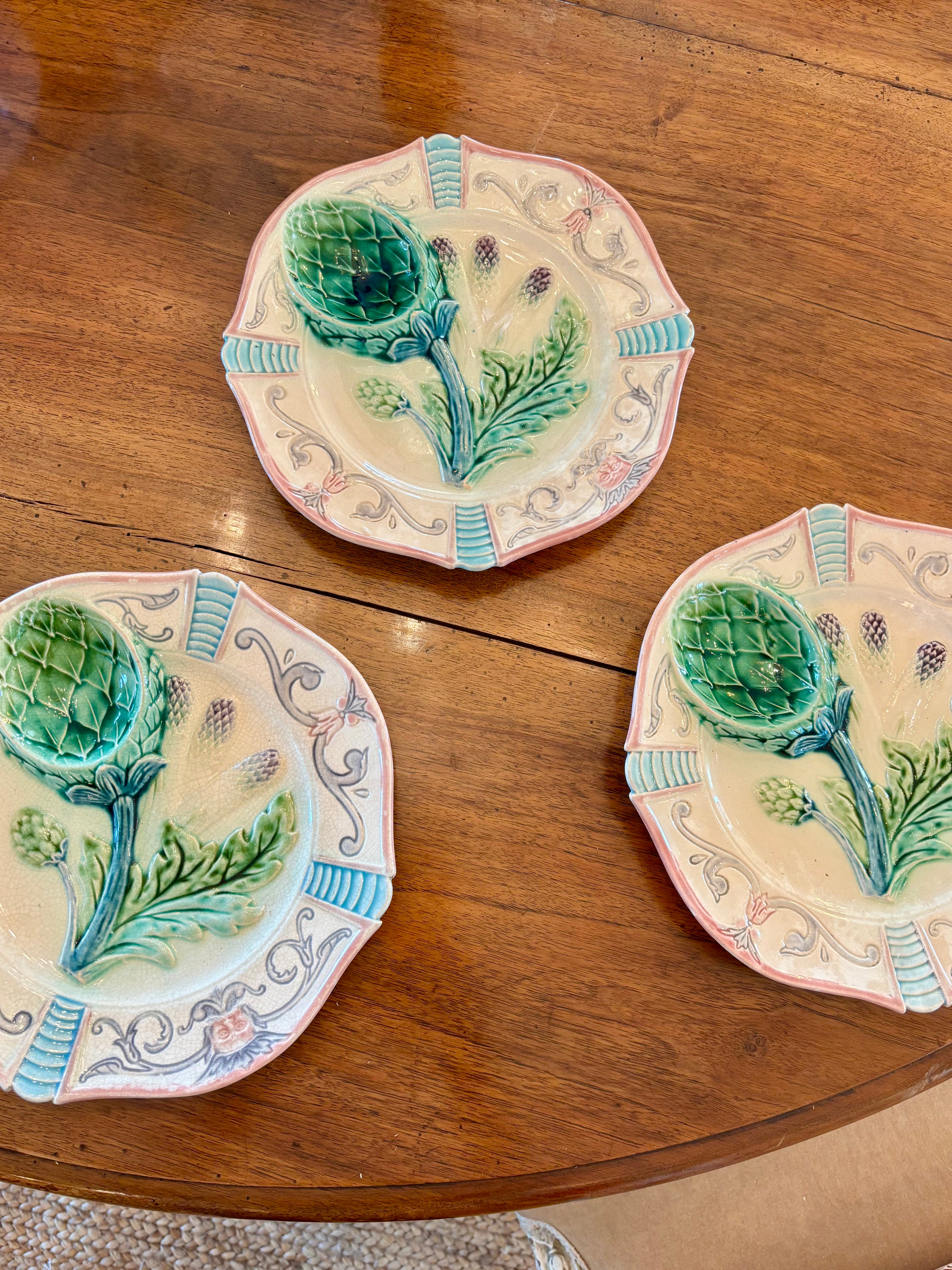 Antique French Majolica Artichoke Plate