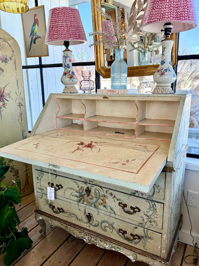 Antique Hand painted Italian Secretary Desk