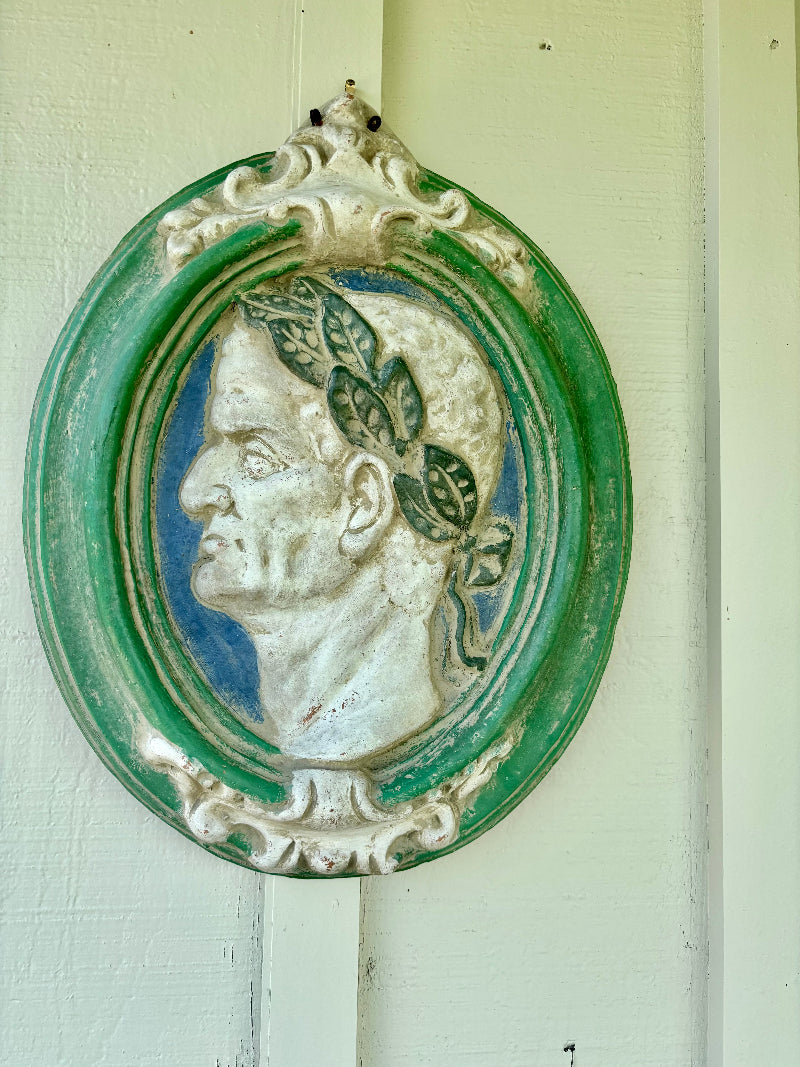 Antique Italian Terra Cotta Plaque, Emperor Silhouette