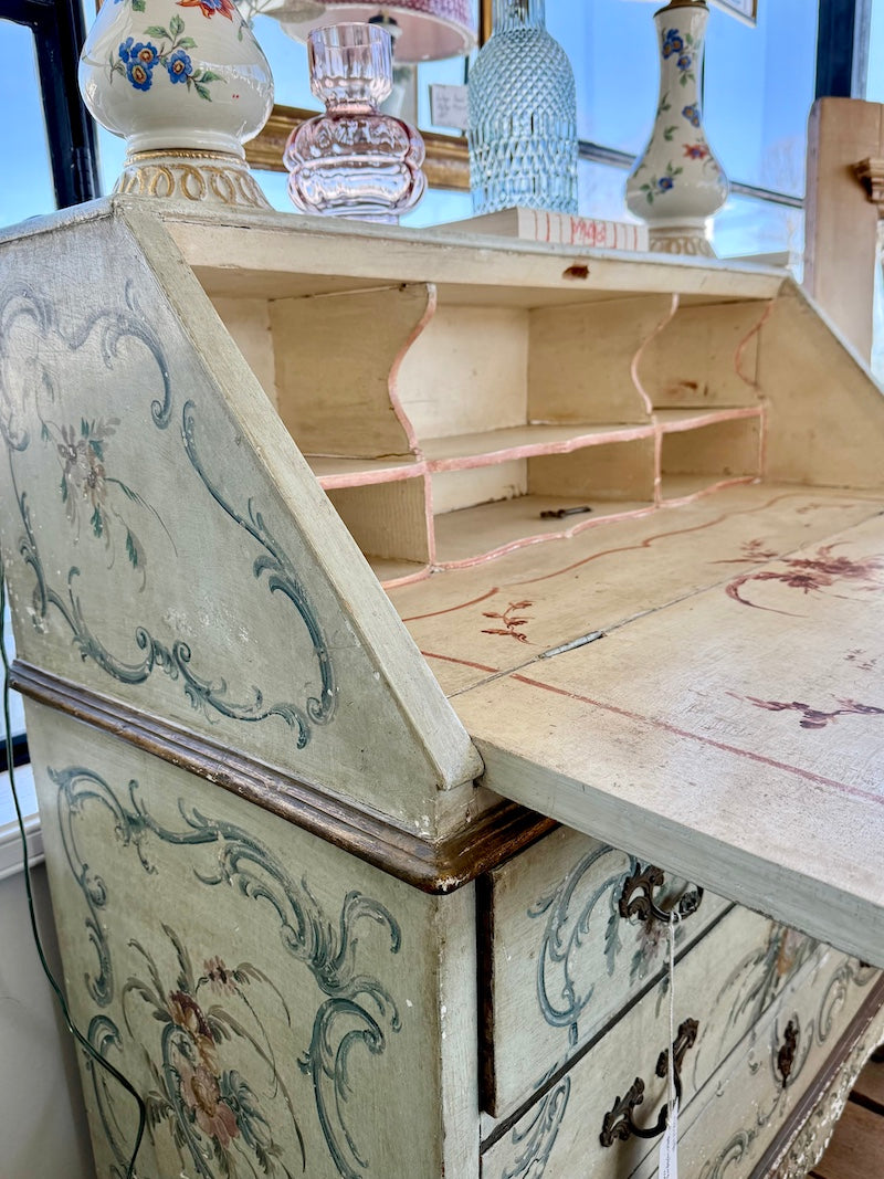 Antique Hand painted Italian Secretary Desk
