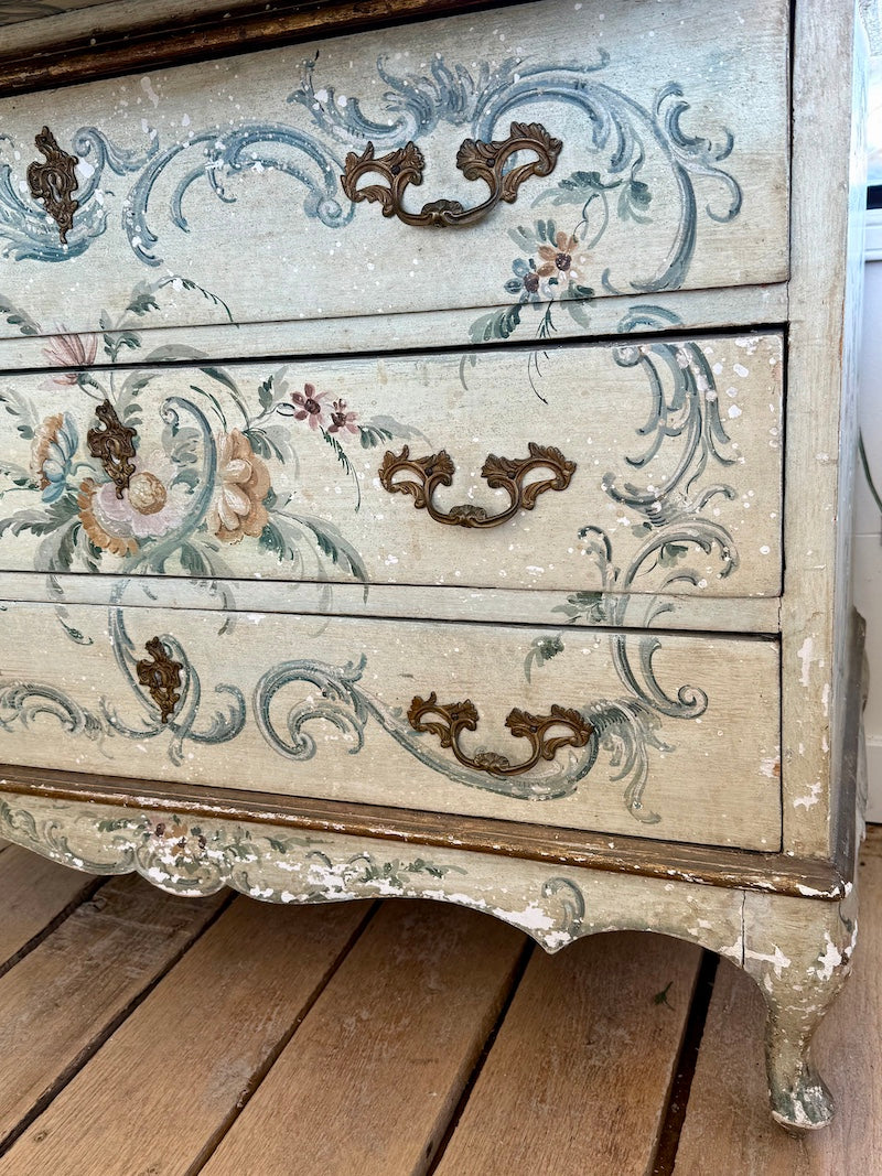 Antique Hand painted Italian Secretary Desk