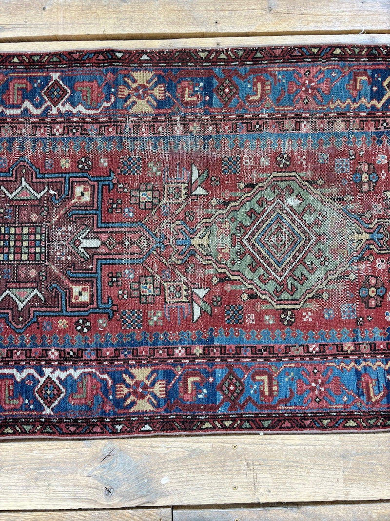 Antique Caucasus Tribal Wool Runner