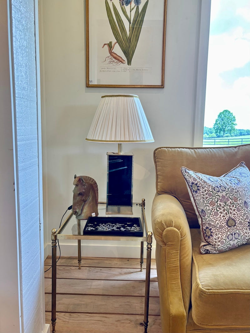 Vintage French Side Tables, Brass and Glass