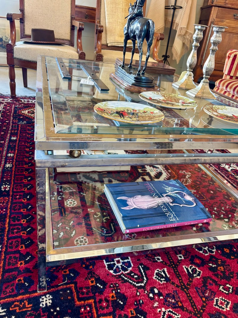 Italian Brass and Chrome Coffee Table, 1970s
