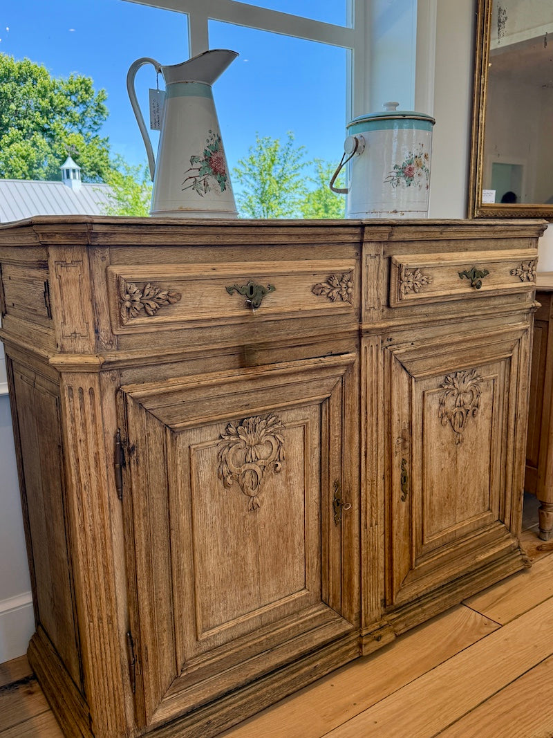 Antique Belgian De Liege Buffet, Blonde Oak