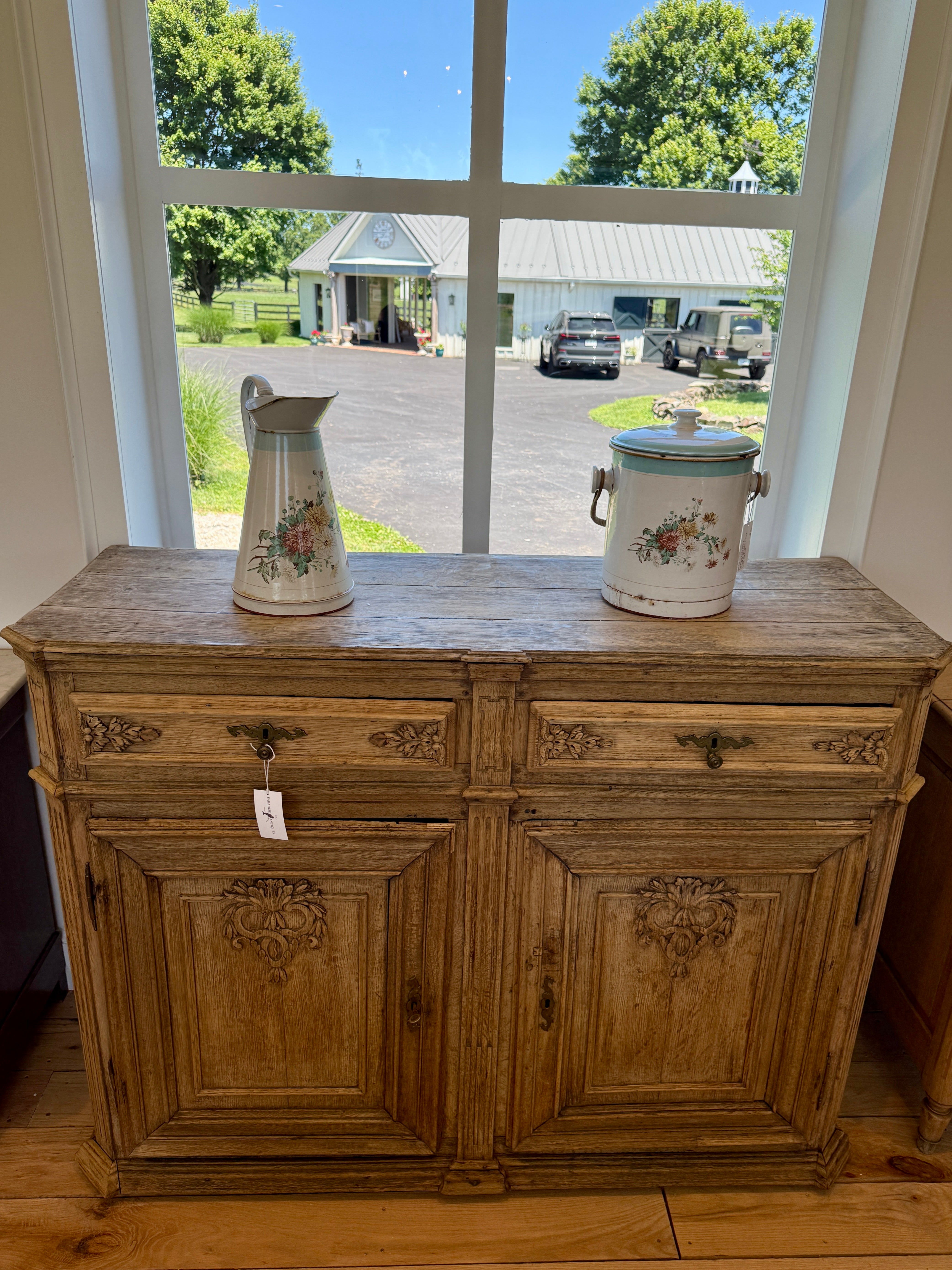 Antique Belgian De Liege Buffet, Blonde Oak