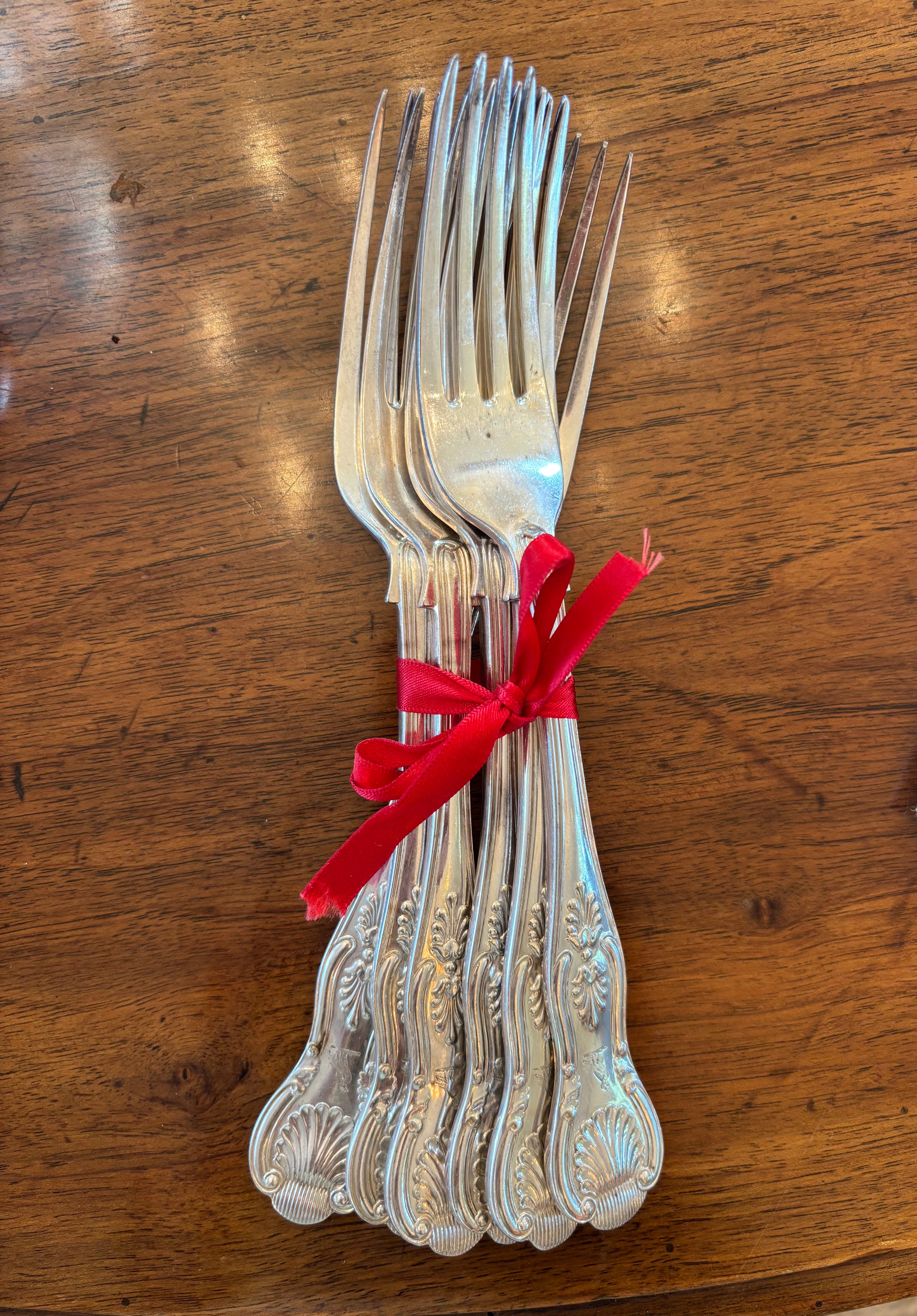 Antique English Silverware, six forks