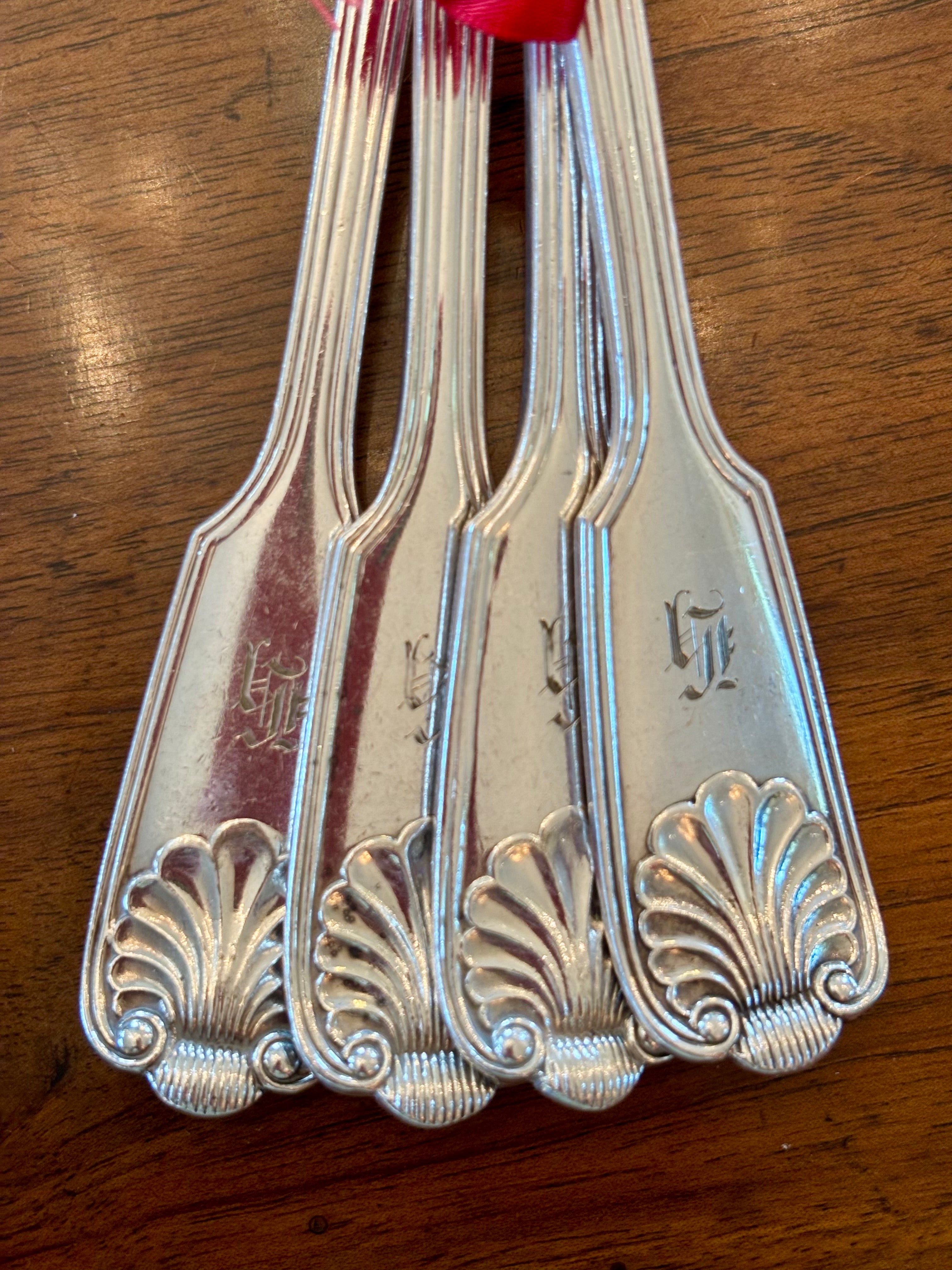 Antique English Silverware, Four Forks