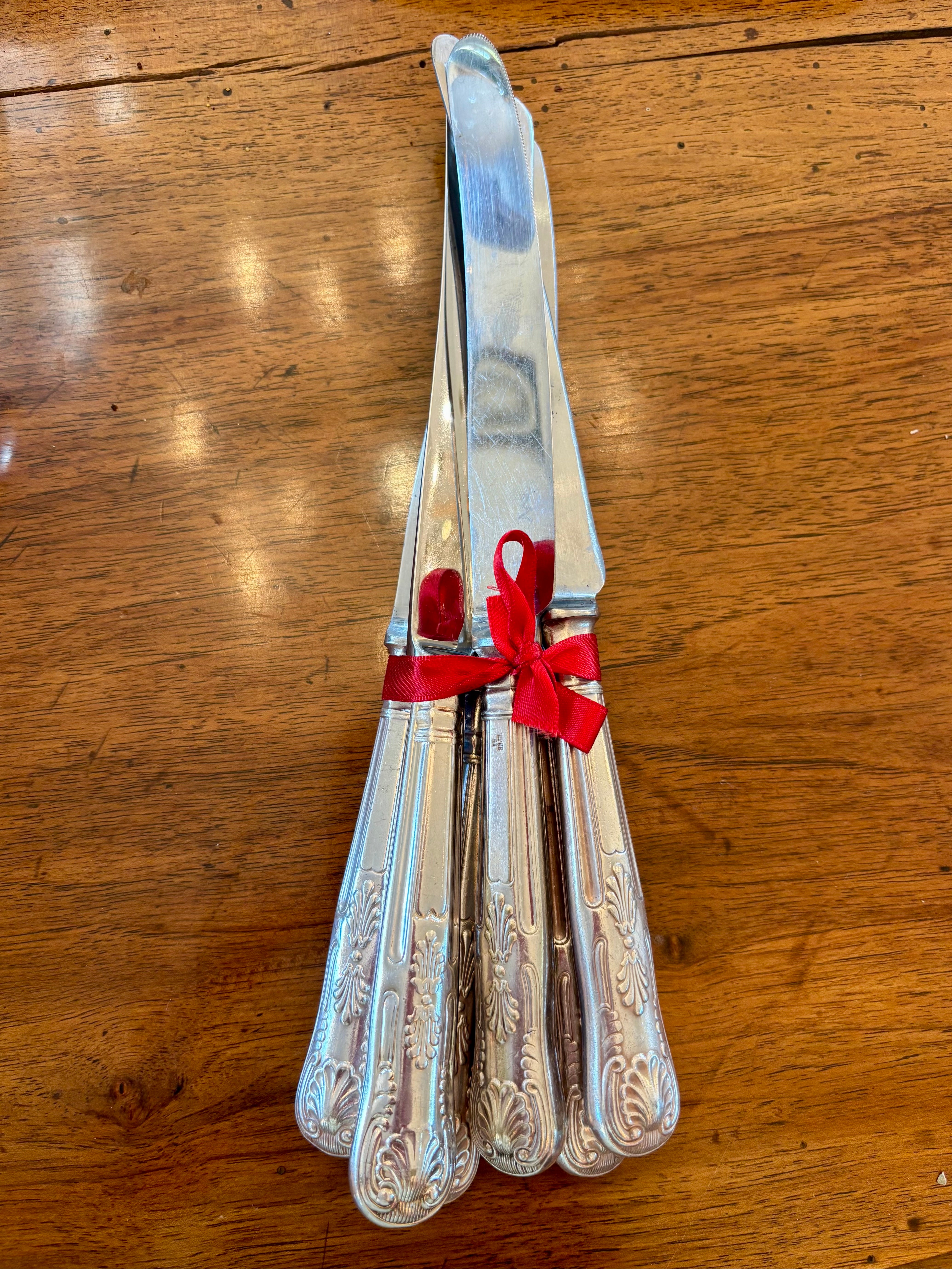 Antique English Silverware, six knives