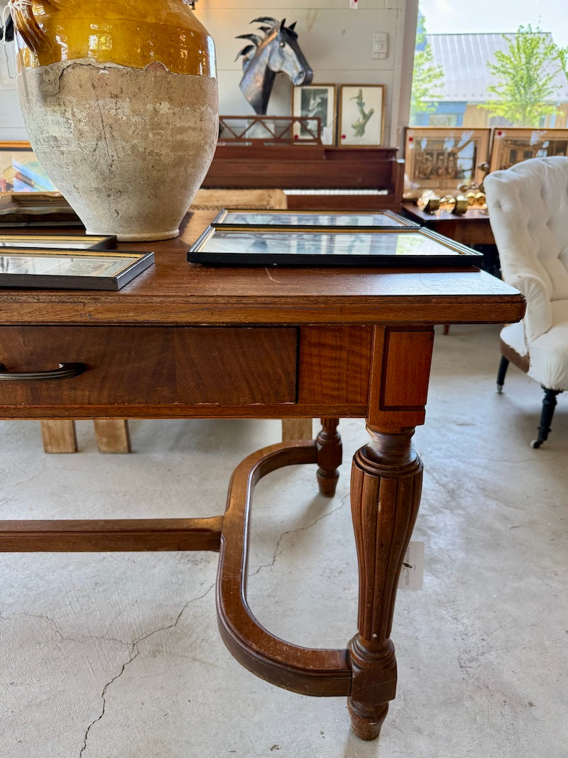 Antique Walnut Table with Drawers -- 1930S