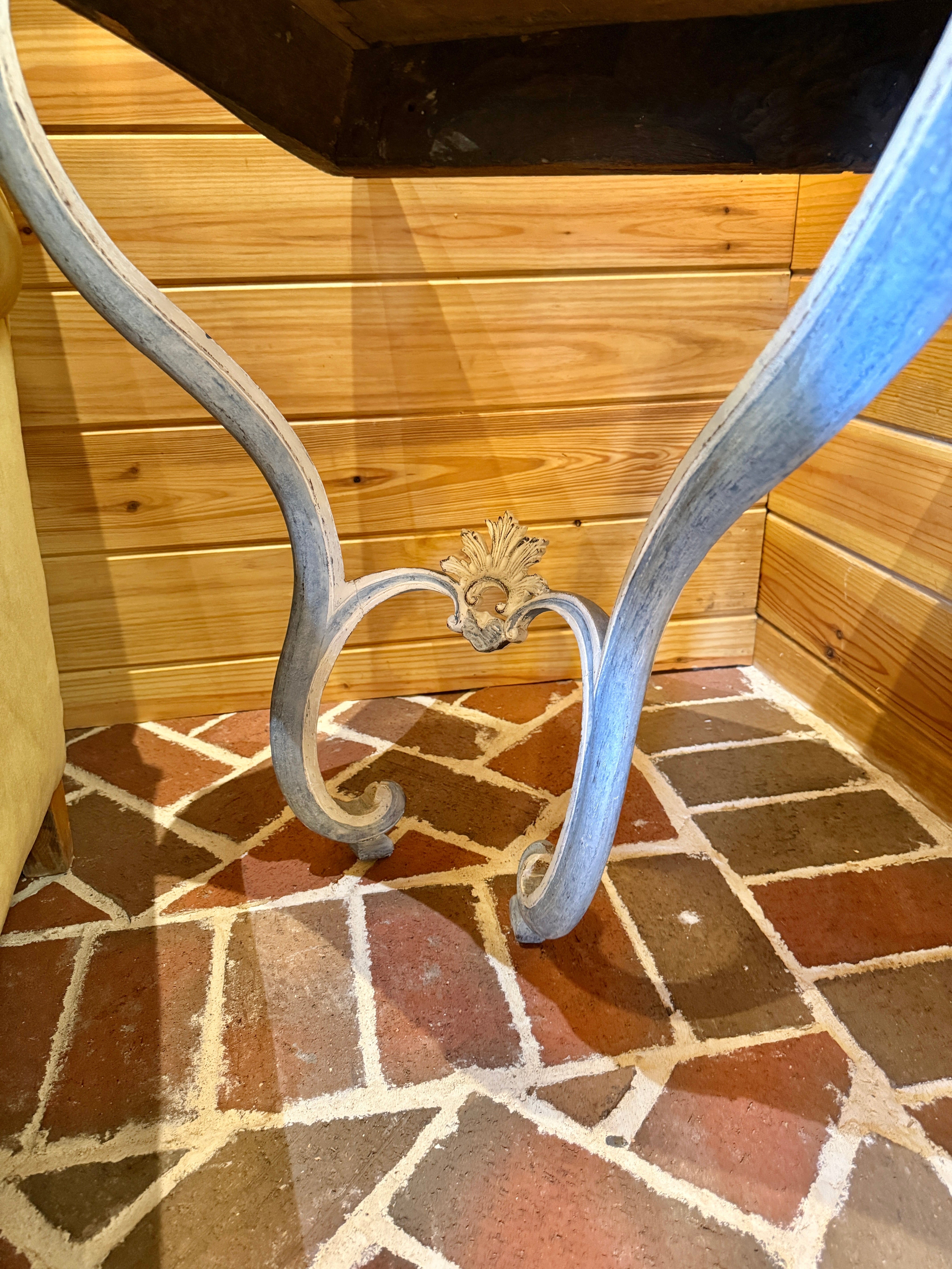 Antique French Blue Patina Console Louis XV