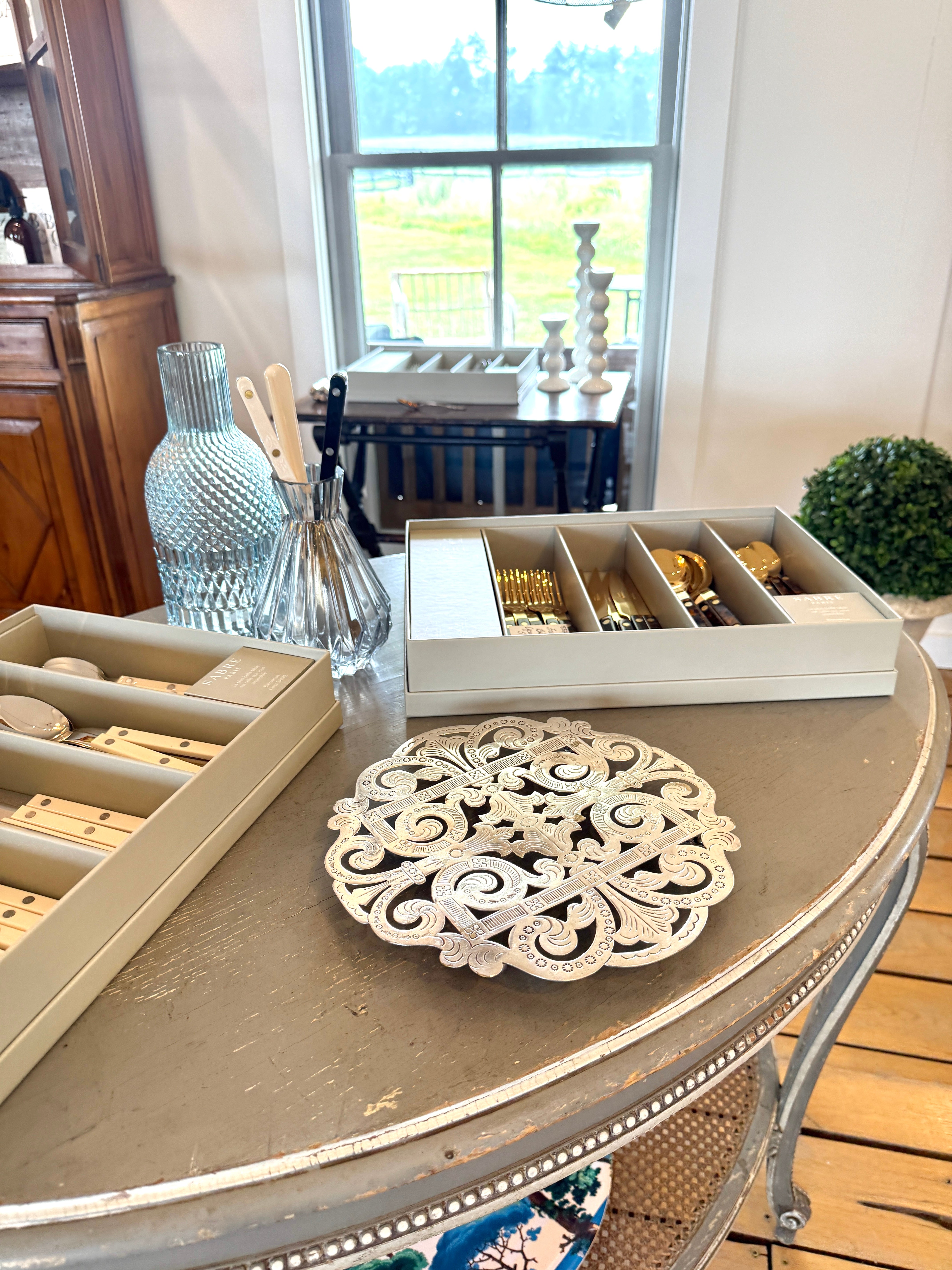 Antique English Silver Plated Trivet on Wheels