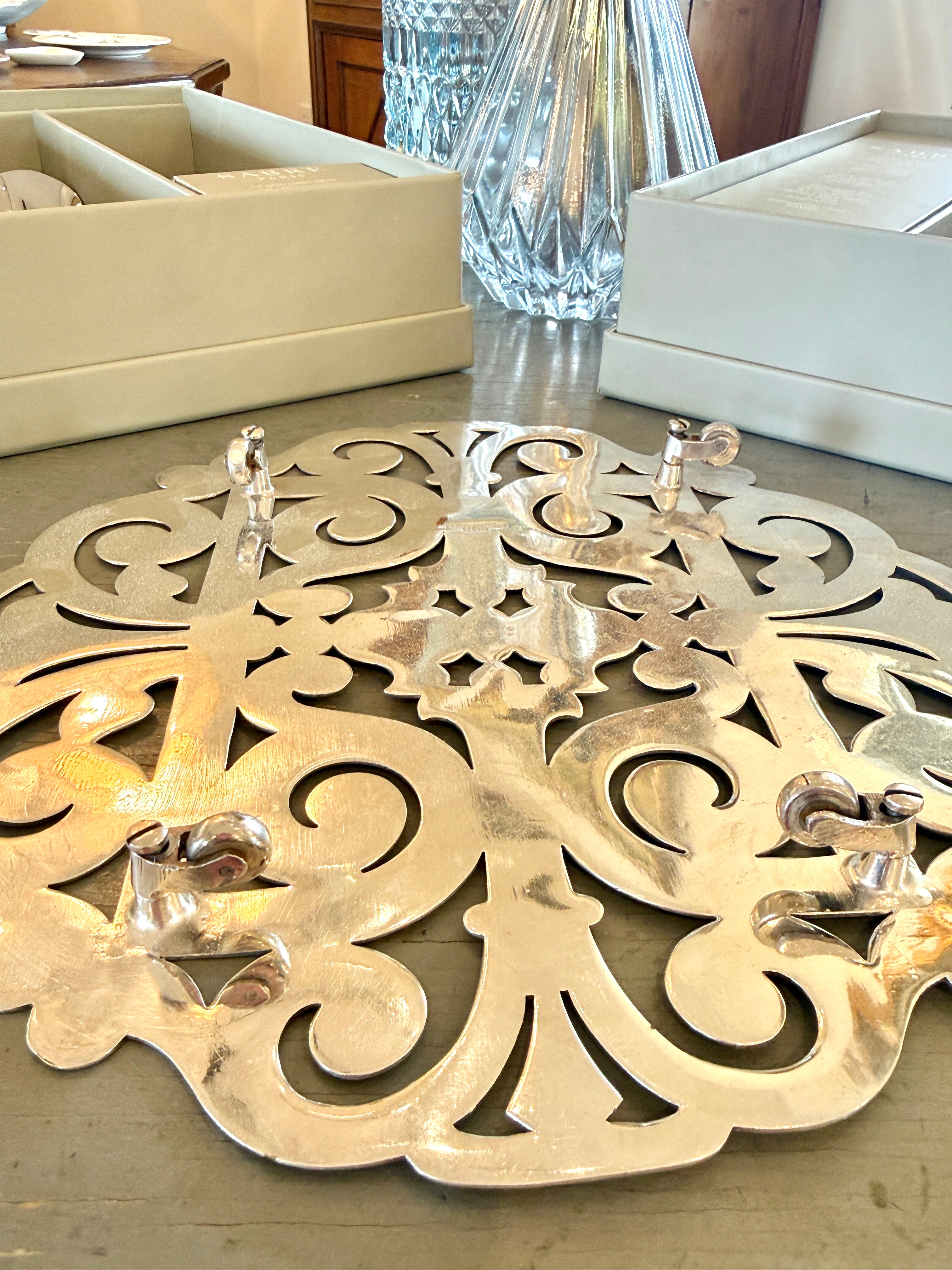 Antique English Silver Plated Trivet on Wheels