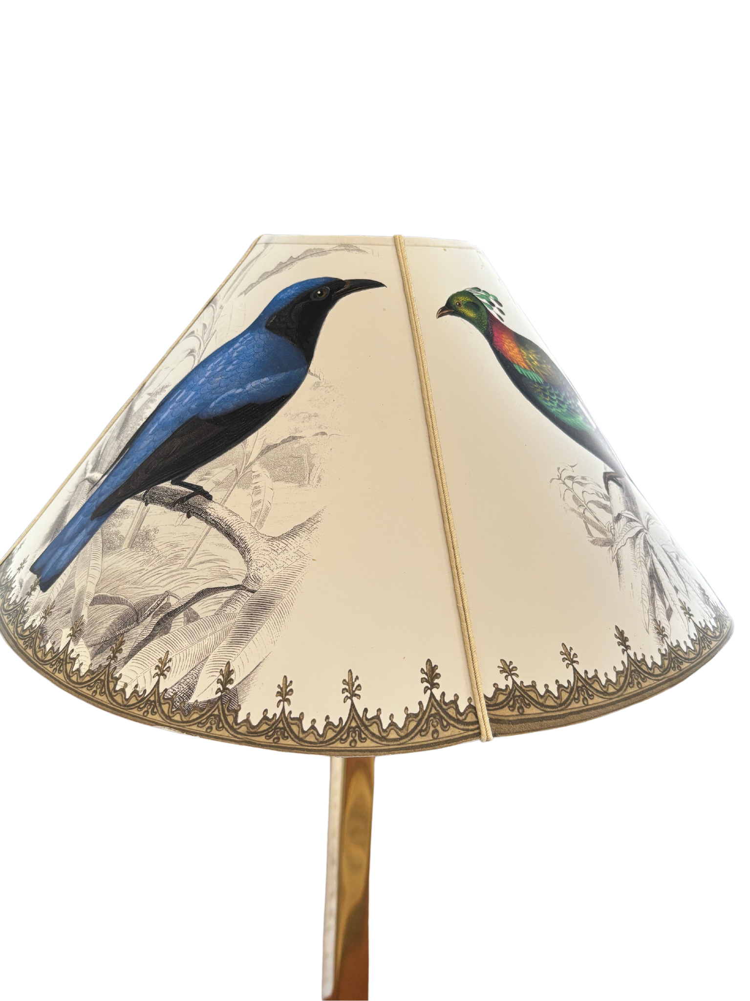 Cordless Table Lamp, antique brass finish, with handmade shade