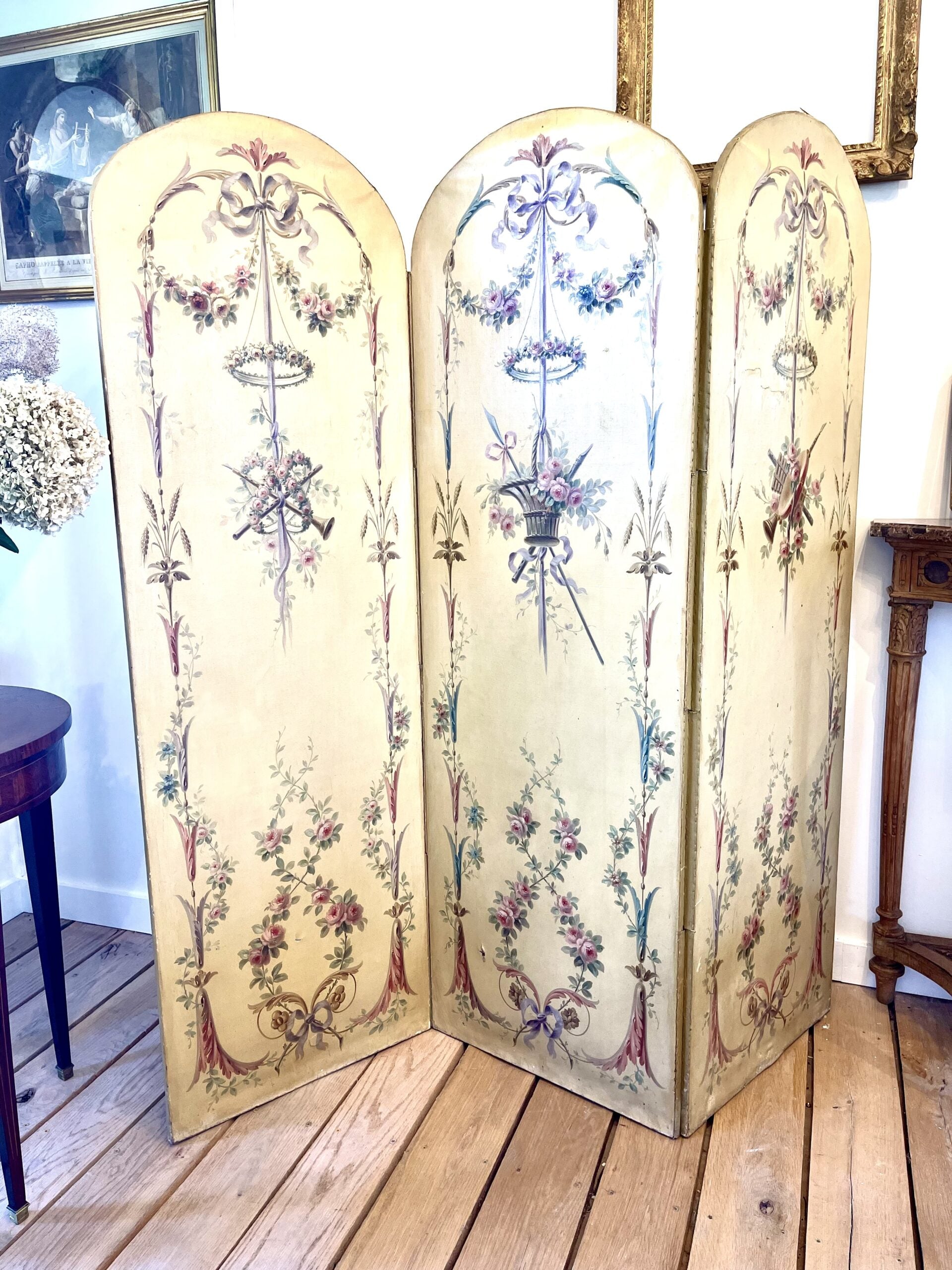 Antique French Painted Screen Circa 1780